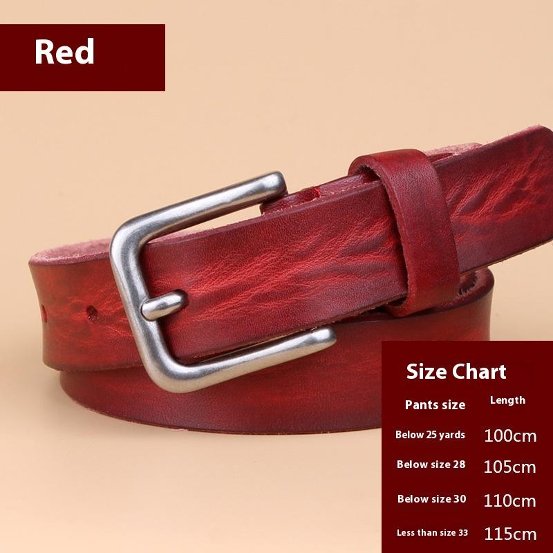 Vintage Leather Belt Genuine Leather Denim Top Layer Cowhide Women's Belt Korean Style Casual Thin Pin Buckle Belt
