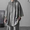 Camicia Oversize Vintage Harajuku Stile Giapponese Estiva Uomo Casual Larga con Cappuccio Blusa All-Match Streetwear Abbigliamento Maschile