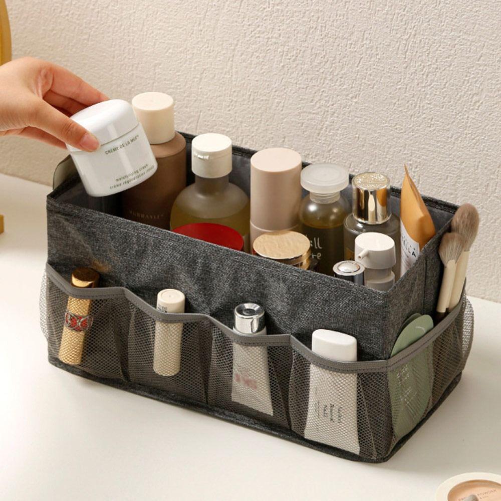 Large Capacity Desktop Storage Box Folding With Mesh Organizer Dividers Folding Storage Box Mesh Organizer Cosmetics Organizer