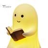 Gift for Halloween Lovers Ghost Lamp, Cute Middle Finger Ghost/Reading Book Night Light, Funny Wall Decor Bedroom Spooky Figurine Tabletop,