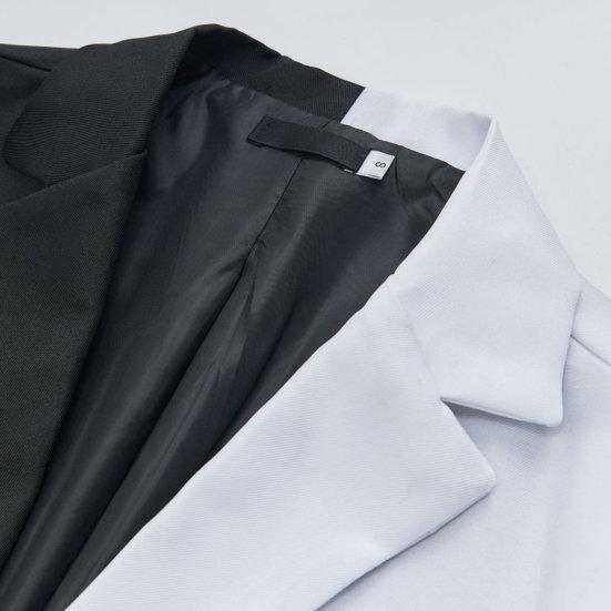 Bărbați, primăvară, toamnă, mozaic, culori contrastante, haină, rever, mânecă lungă, buzunare cu clapetă, un singur buton, jachetă de costum slim fit