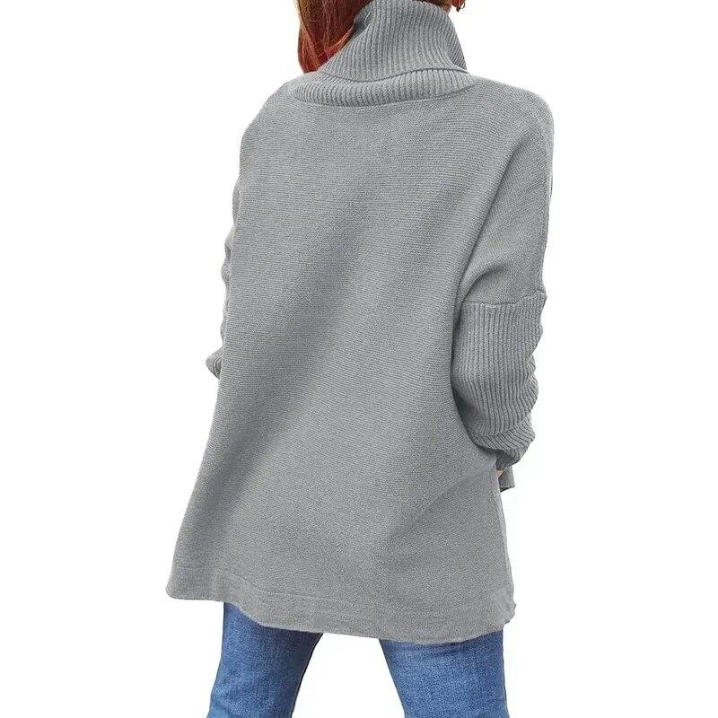 Autumn Winter Thick Simple Knitted Pullovers Sweaters Turtleneck Long Sleeve Women Sweater Casual Loose Jumpers Woman Tops 29569