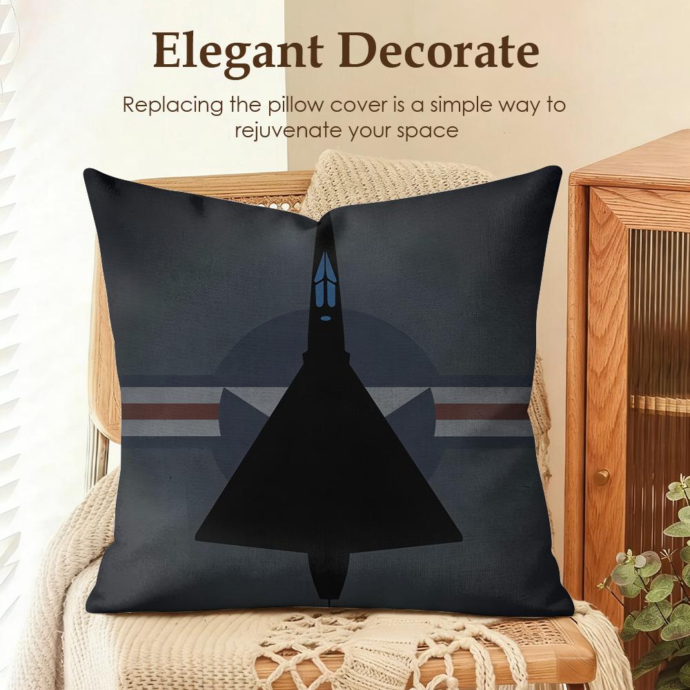 Fighter Jet Enthusiast Cool Cushion Cover Natural Linen Organic Fabric DoubleSided Printing Sofa Home Decor Gift Pillow Case