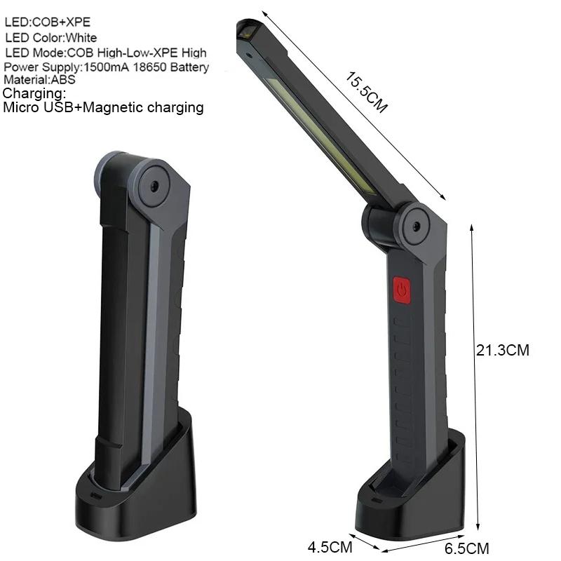 15W 45LED Emergency Floodlight 43.3cm Handheld Camping Torch 3000mAh Type C Work Light 360° Inspection Lamp Red Strobe Warning