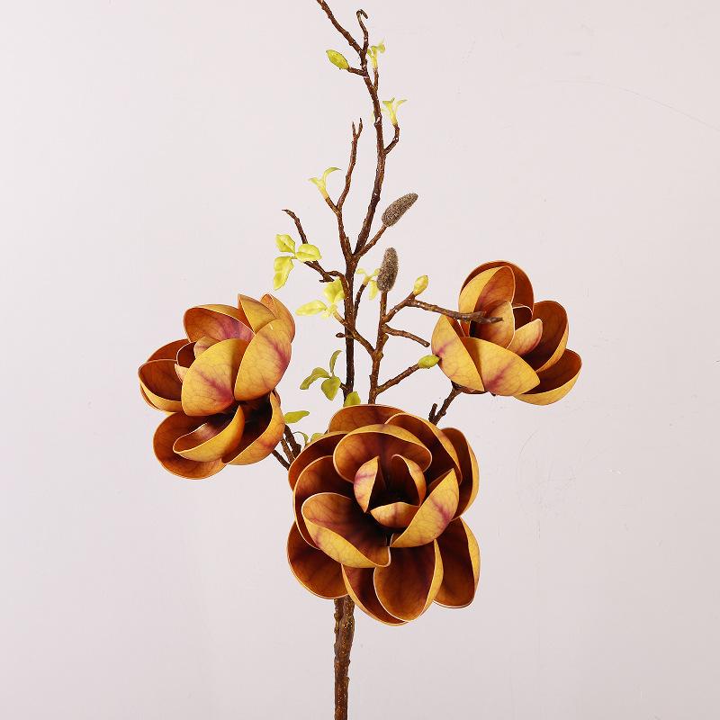 Simulation flower living room soft decoration wedding decoration artificial flower fake flower ornament simulation magnolia bud жёлтый
