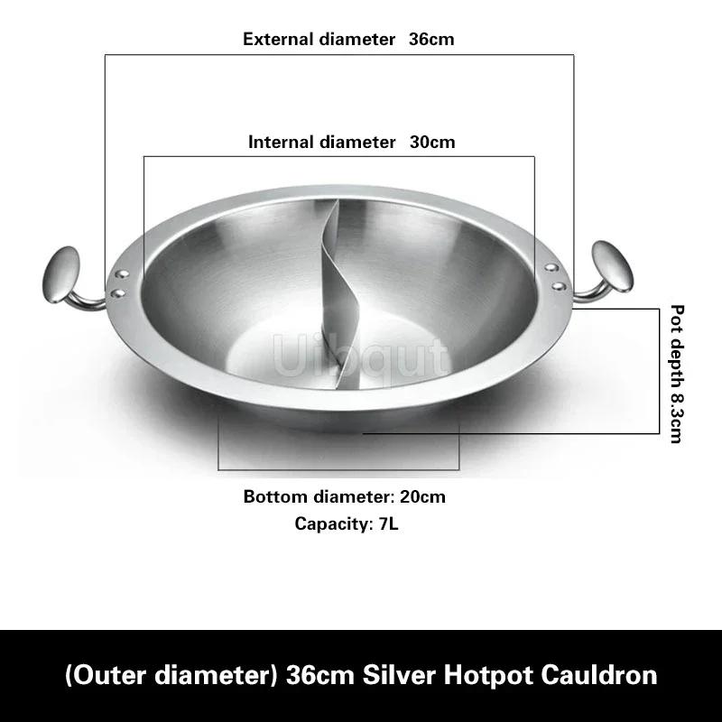 Thickened 304 Stainless Steel Hotpot Cauldron Commercial Three-layer Steel Hotpot Flat Bottomed Induction Cooker Hotpot