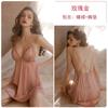 Sexy And Seductive Lace Backless V-neck Suspender Dress With Lace-up Robe For Comfortable Home Wear
