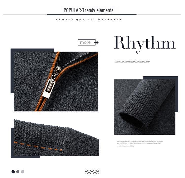 2025 Men's Autumn/Winter Knit Sweater: Half-High Collar, Zipper, Loose Fit, Long Sleeve Pullover