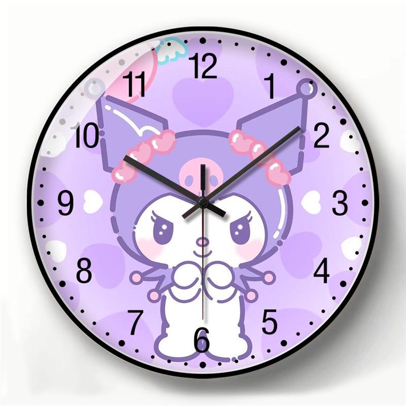 Kuromi Silent Cartoon Wall Clock - Children s Room & Living Room Quartz Decoration, Creamy Style 8 inches