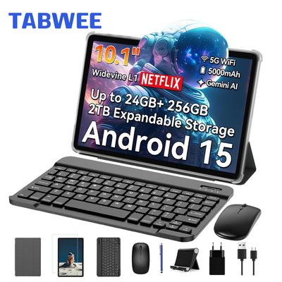 TABWEE T20 Android 15 24GB RAM 256GB ROM Tablet 10.1 İnç 1280x 800 FHD Ekran Octa Core UMS9230 T606 Klavyeli PC Tablet