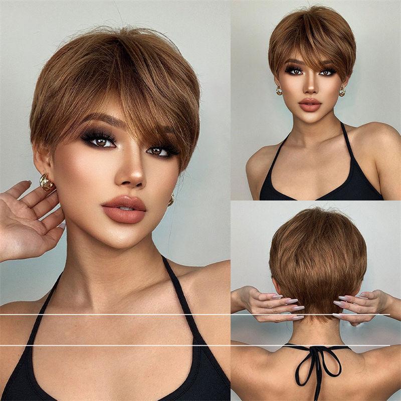 Wig Women's Short Hair Hair Natural Wig Wig Fashion Short Age-Reducing Full-Head