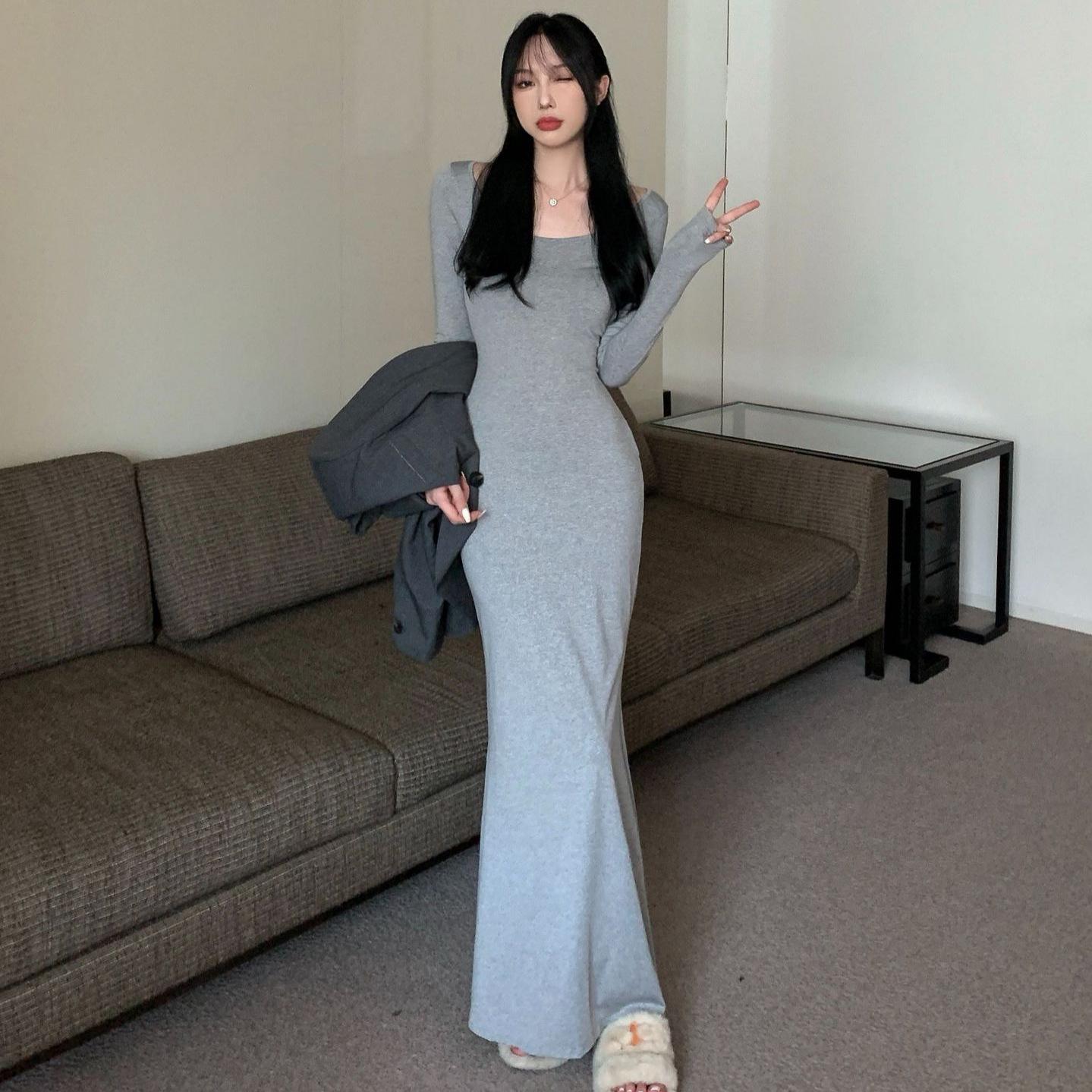 

New high-end autumn dress women s fashion Spice Girl stepmother hip skirt waist thin knee fishtail skirt XL