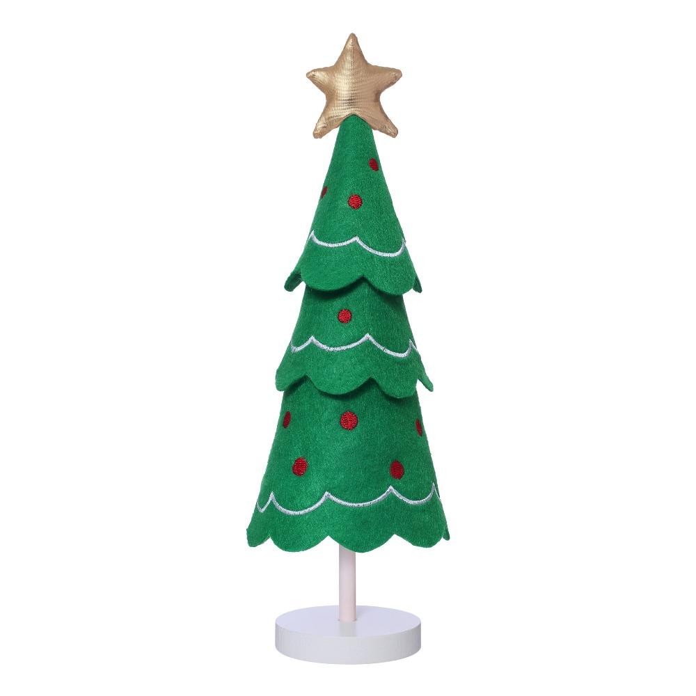 3D Christmas Tree Wooden Ornament Fabric Cute Christmas Decoration Embroidery Snowflake Tabletop Small Ornaments Window