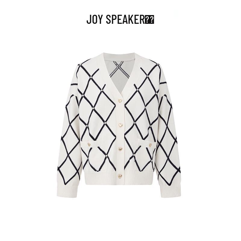 

JOY SPEAKER Черно-белый клетчатый вязаный кардиган с длинным рукавом L