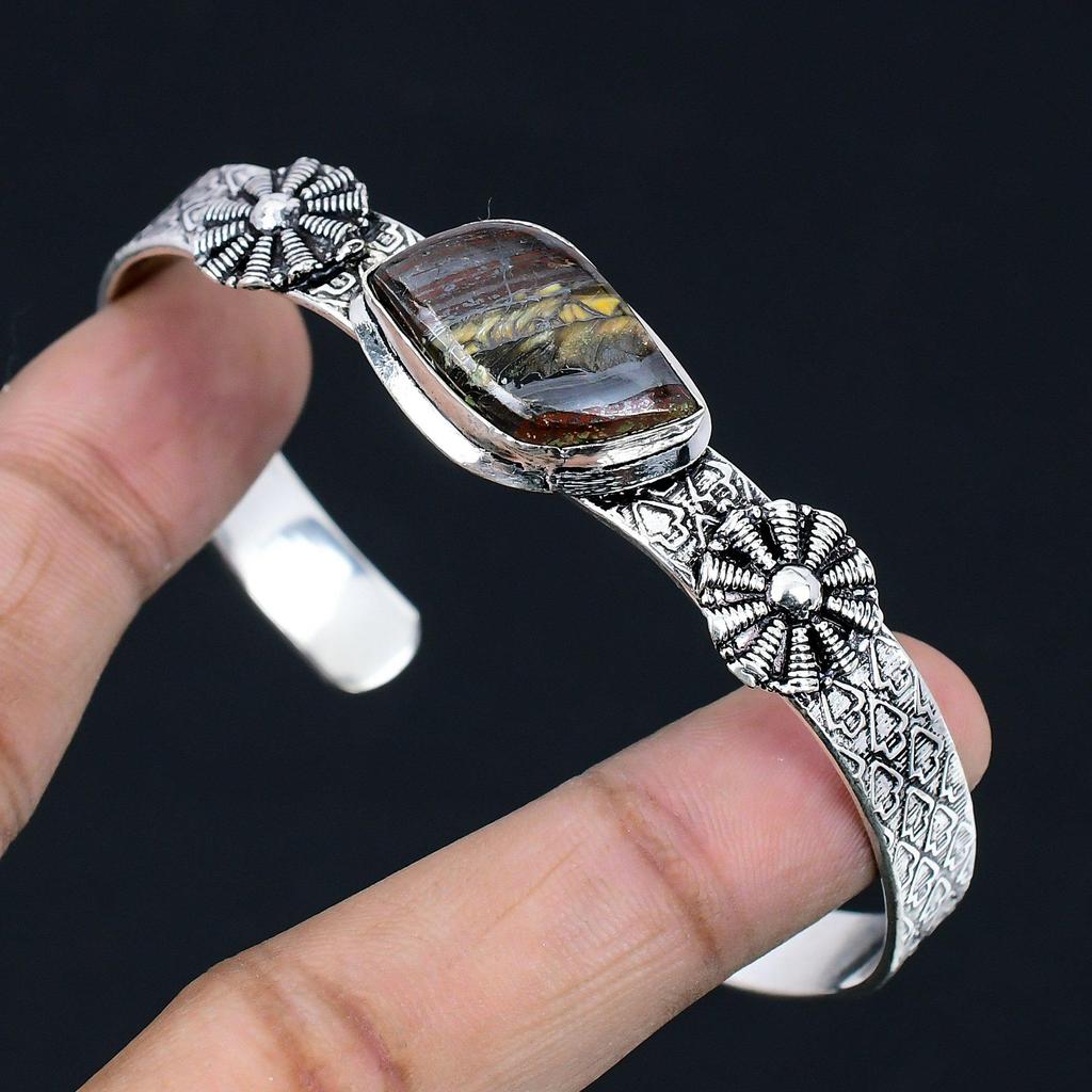 Daughters Day Deal 925 Sterling Silver Iron Tiger Eye Stone Wife Bangle Jewelry