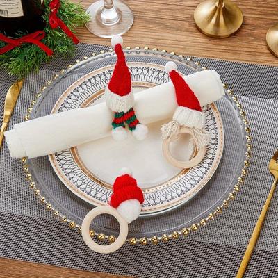 4pcs Christmas Napkin Rings Napkin Decor Accessory Holiday Table Decor Restaurant Napkin Ring Holiday Party Napkin Ring.