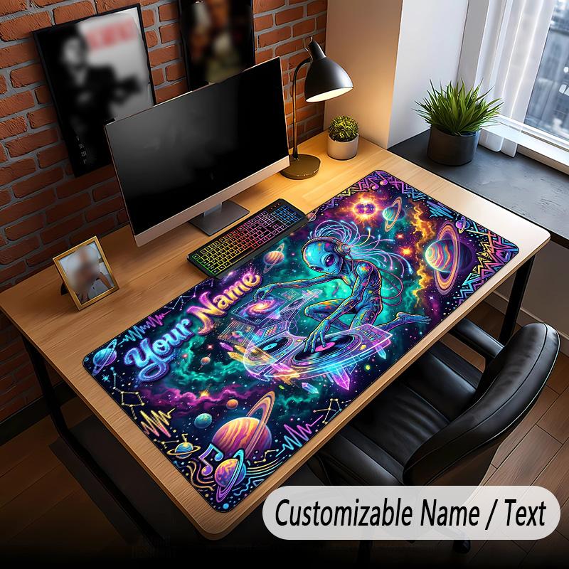 Space Cosmic Theme Custom Mouse Pad Personalized With Name Text Customized Desk Mat For Office Home Decor