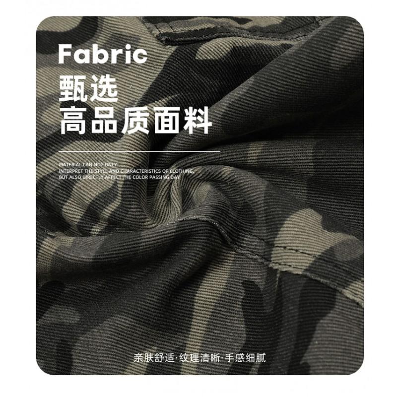 Camouflage Cargo Wide Leg Pants Men Women Loose Fit Streetwear Straight Cut Casual Trousers
