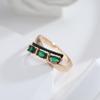 Personality Black Edge Double Dark Green Zircon Geometric Women's Rings Gothic Style Party Daily Jewelry