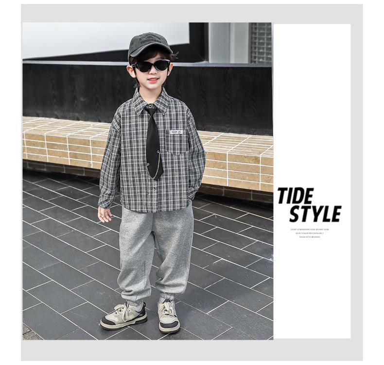 Jungen 2025 Herbst Preppy 3-teiliges Set: Stilvolles Hemd, Weste und Sportbekleidung