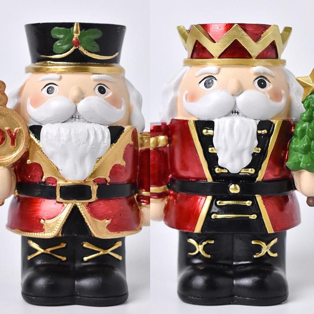 Christmas Candle Holder Resin Desktop Ornaments Nutcracker Candle Holder For Home Living Room Thanksgiving Mantel Household Dorm