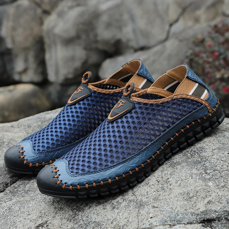 Large Size 38-48 Fashion Men's Summer Leather Breathable Casual Driving Shoes Loafers Flat Sandals Sports Sandals