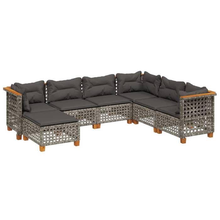 VidaXL Salon de jardin avec coussins 7 pcs gris résine tressée 3261939