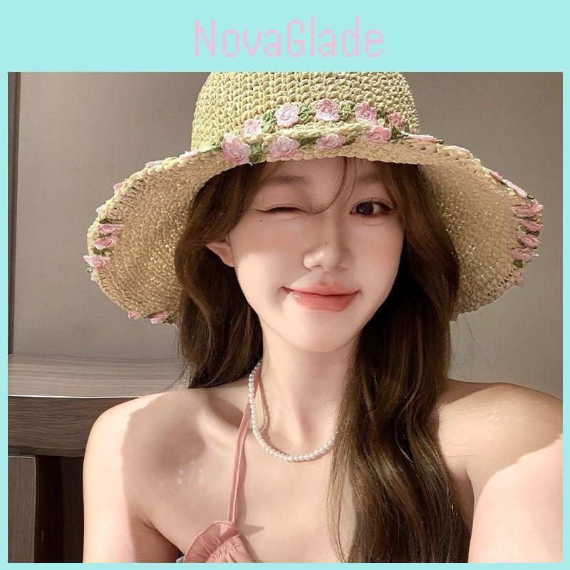 Vegetable Fiber Floppy Hat With Large Brim And Handmade Craft For Outdoor Sun Protection And Picnic