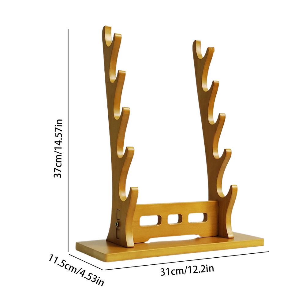 

Wood Flute Stand 5-Tier Scabbard Holder Elegant Tabletop Holder Collection Display Rack For Scabbard And Flute світло-коричневого кольору