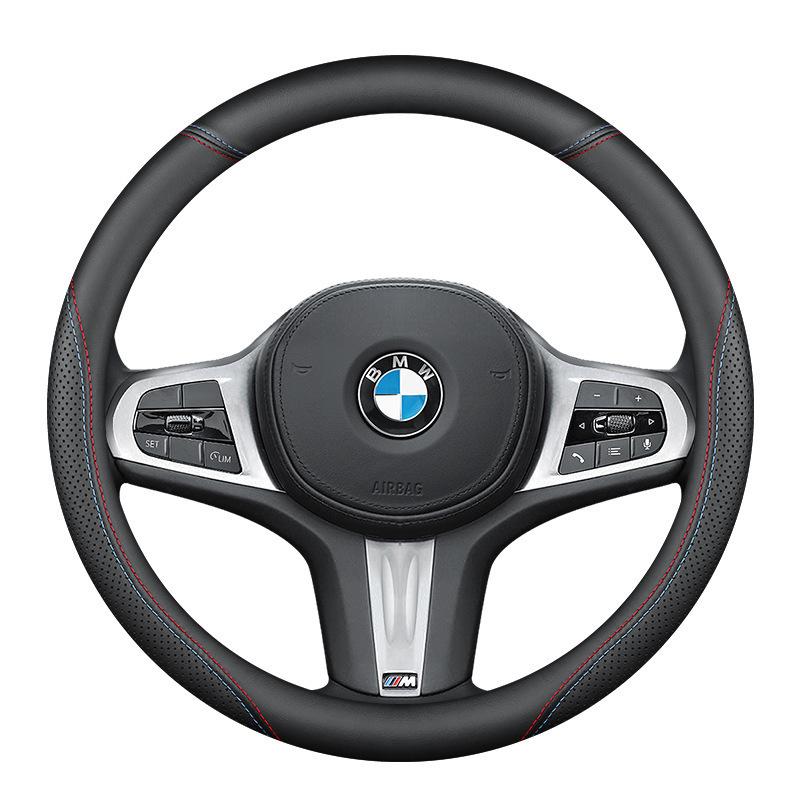 Premium Genuine Leather Steering Wheel Cover for BMW 3, 5, X1-X7 Series