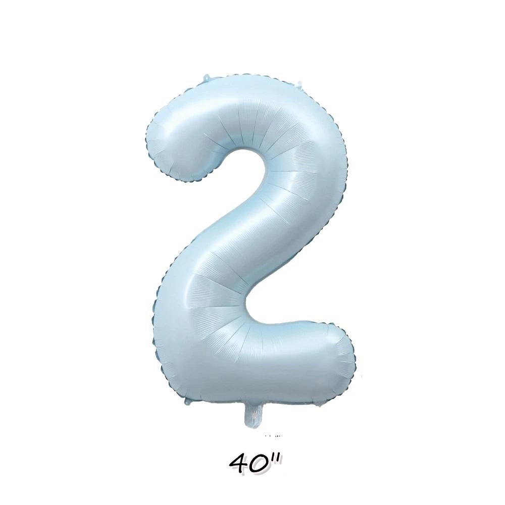 22pcs/set Baby Blue Series Latex Balloon Vintage Blue Foil Number Balloon For Boy's Birthday Party Anniversary Decoration Supply