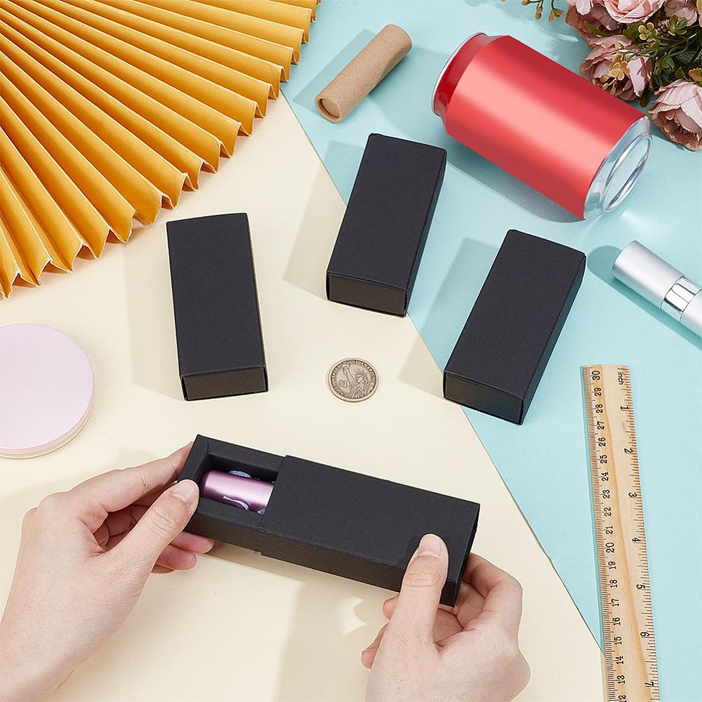 24sets Foldable Paper Gift Packaging Drawer Boxes Rectangle Black 9.7x4.4x3cm