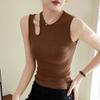 Women's Summer High Elastic Threaded Cotton Tight Senior Design Cut-out T-shirt