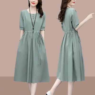 Lockeres langes Baumwoll-Leinenkleid Reise Künstlerischer Frühlingsstil Kleid im japanischen Stil Bequemes Leichtgewichtskleid