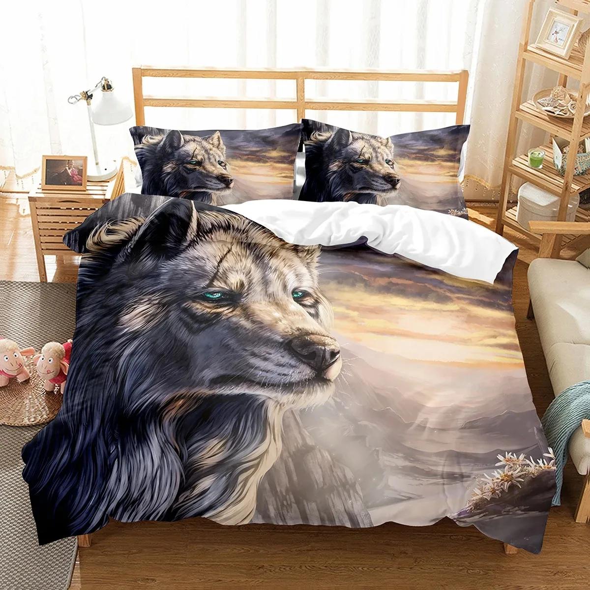 

Boys Wolf Boho Wolf Wildlife Forest Comfortable Duvet Cover Pillowcase Bedding Set Children Bedroom Decoration Home Textile 70x133cm