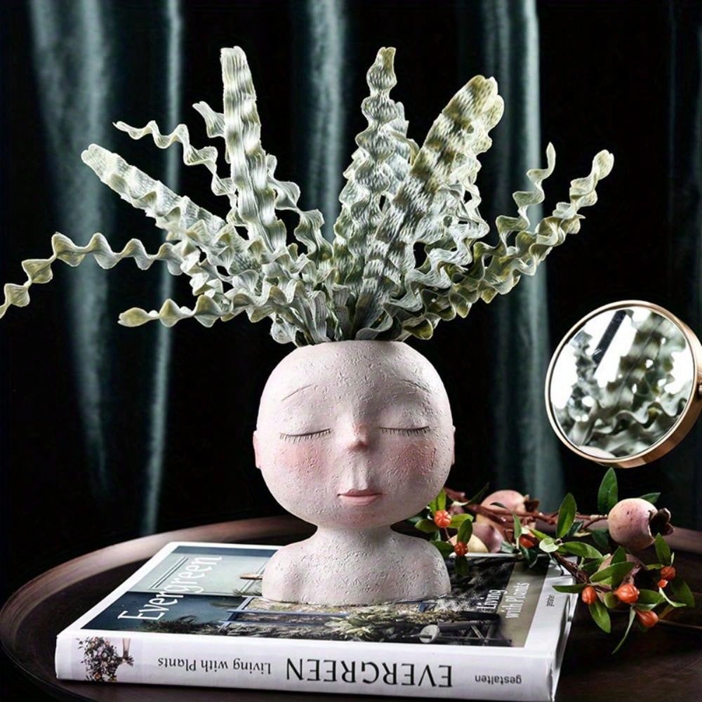 Facial Flowerpot Head Flowerpot, Cute Resin Succulent Plant Flowerpot, Unique Facial Flowerpot, Suitable for Indoor and Outdoor