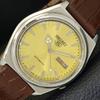 JAPAN VINTAGE SEIKO 5 AUTOMATIC 7009A MENS GOLDEN COLOR DIAL WATCH A701253-5 R206a-a701253
