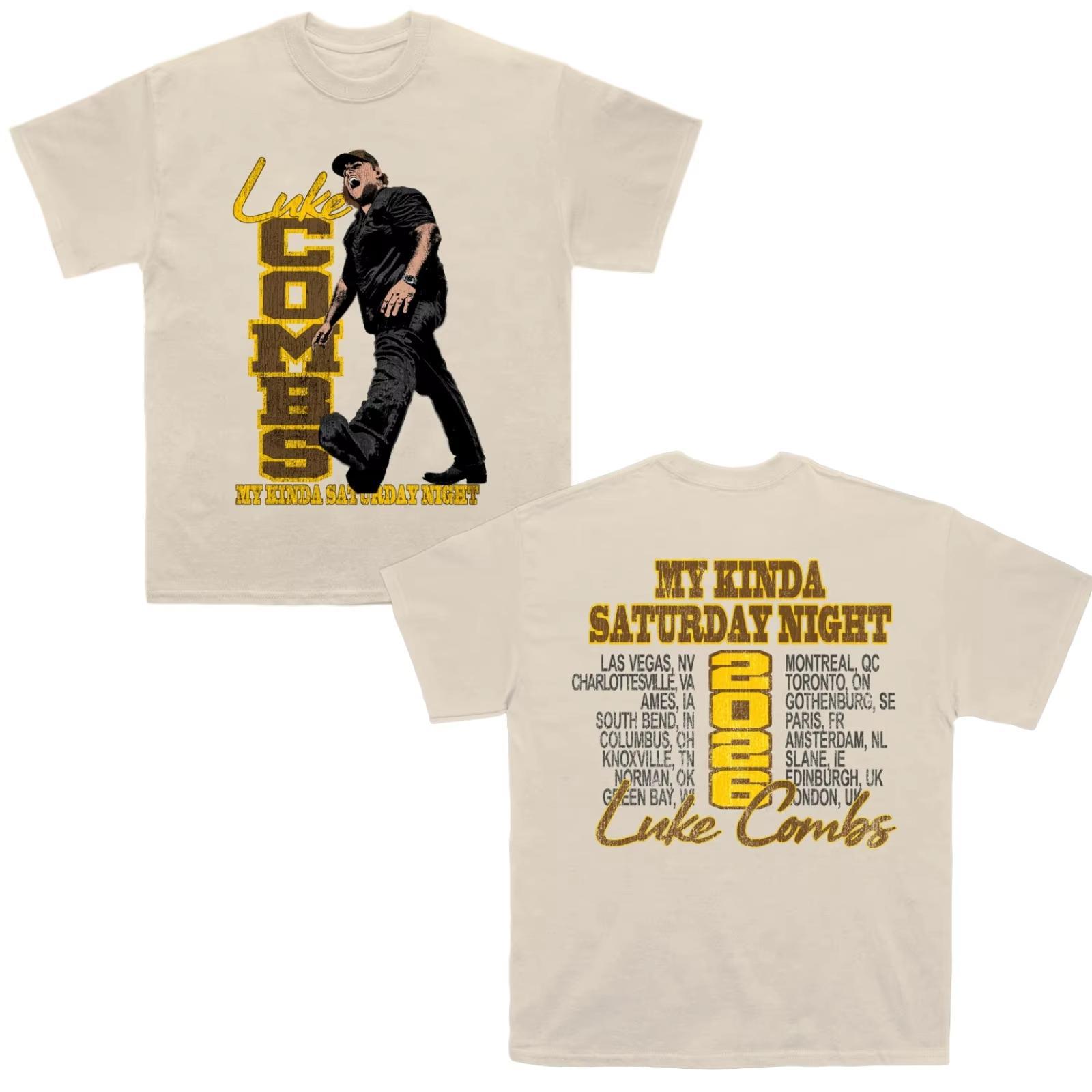 

2026 Luke Combs TOUR My Kinda Saturday Night Unisexs TShirt 100Cotton Unisex ONeck Short Sleeve Fan unisex leisure fashion L
