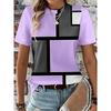 Fashion Versatile Striped Printed Top Casual Loose Short Sleeves Comfortable Breathable T-Shirts Women’s