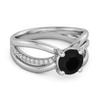 Black Spinel Infinity Pave Split Band Ring - 925 Sterling Silver