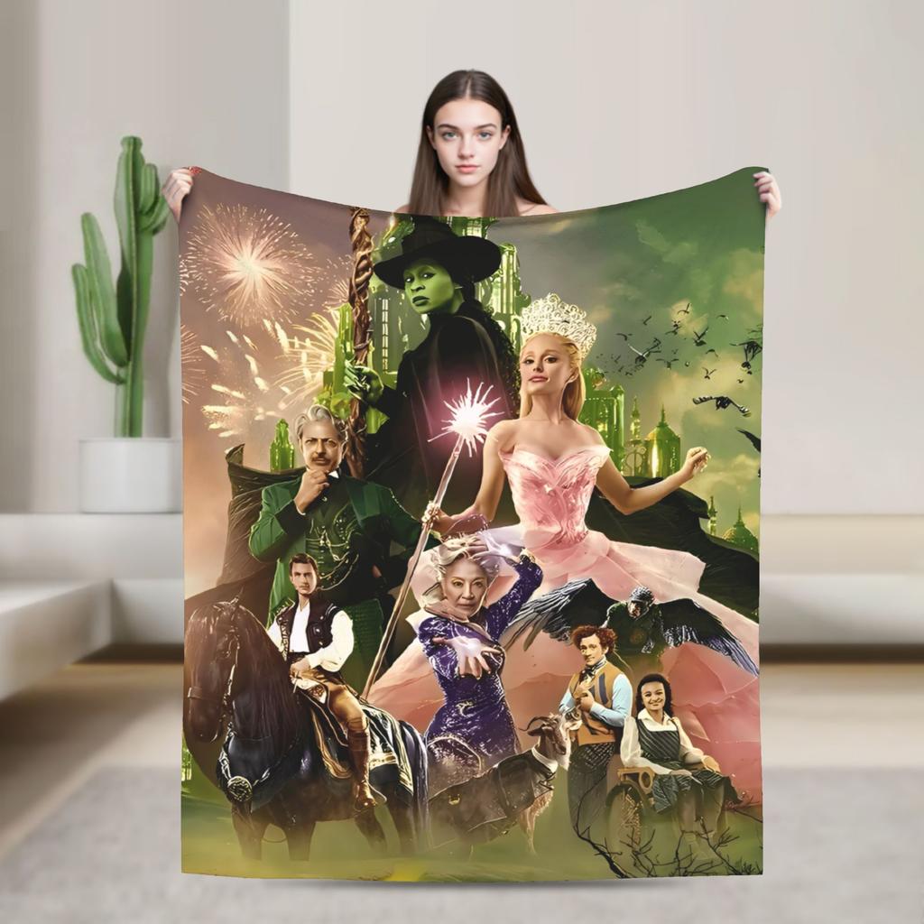 Wicked 2 Musical Movie Glinda Poster Soft Warm Blanket Plush Throw Blanket Novelty Home Decor Flannel Bedspread Sofa Bed Cover