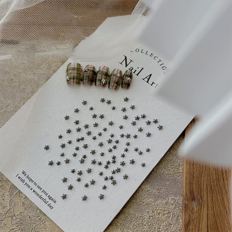 100Pcs Mini Star Nail Diamond Mixed Size Alloy Girl Nail Charm Nail Art Decoration Diy Accessorie Stereoscopic
