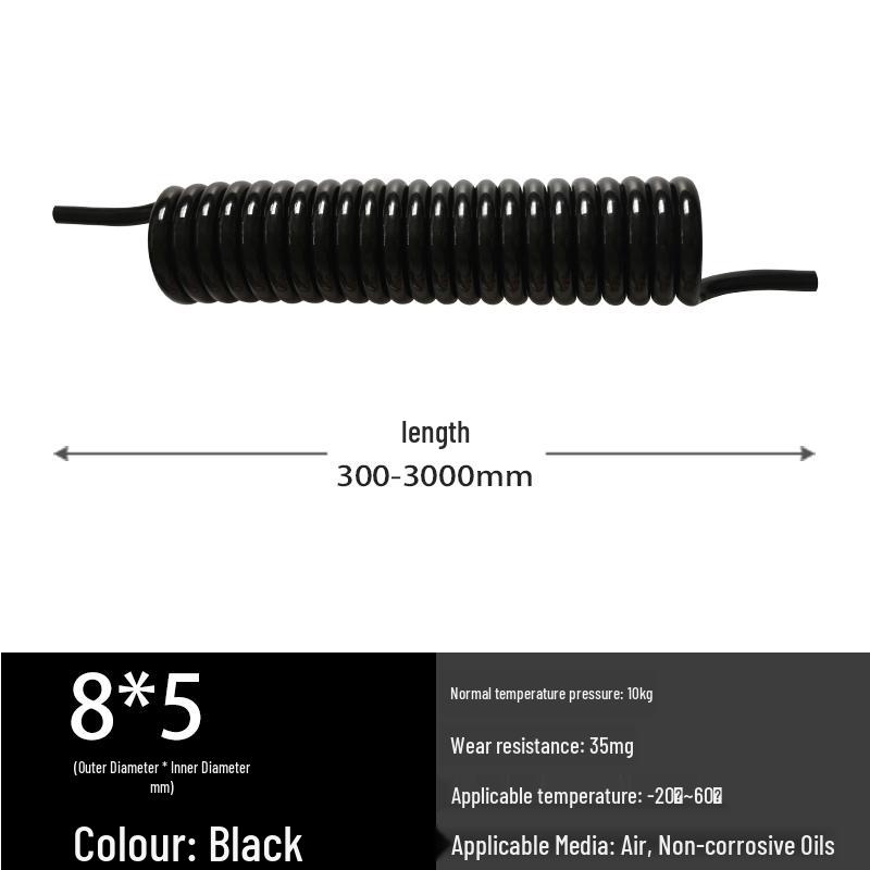 Telescopic Air Hose Set: 8mm/6mm Coil Tube, Scissor Lift Spring, Cylinder Connector Fittings
