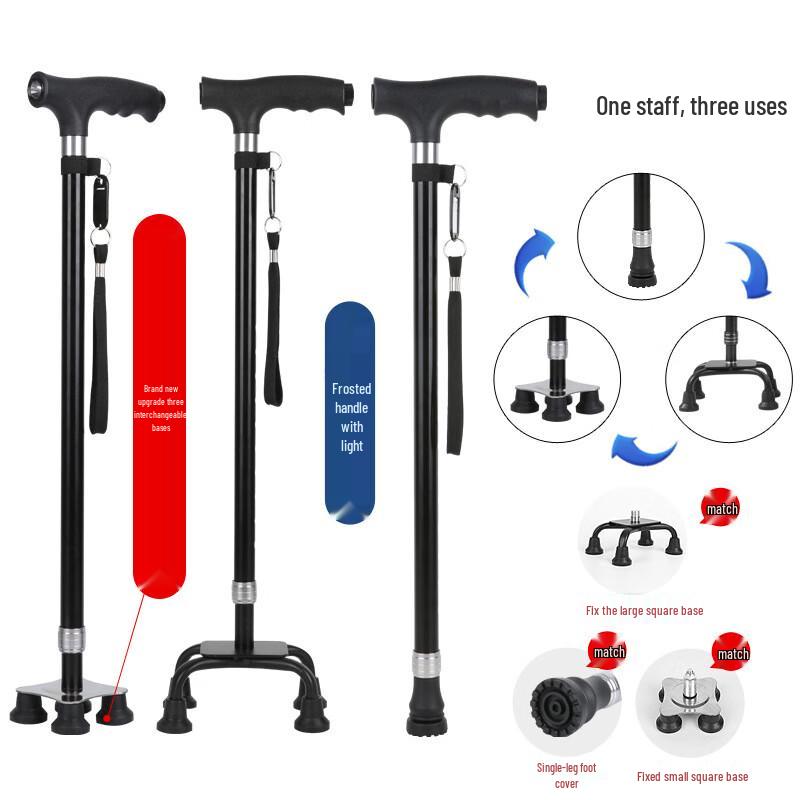 Kedenor Aluminum Telescopic Walking Cane with Triple Base