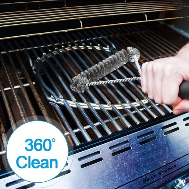 1PC Stainless Steel Wire Barbecue Cleaning Brush with Long Handle Y-shaped Curly Brush Non-stick Barbecue Cleaning Brush