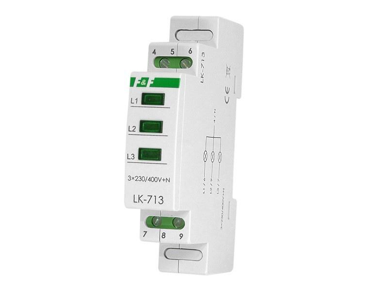Lampka Modułowa 3-Fazowa Zielona 3X230V+N Ac Kontrolka Sygnalizacyjna F&F 6004