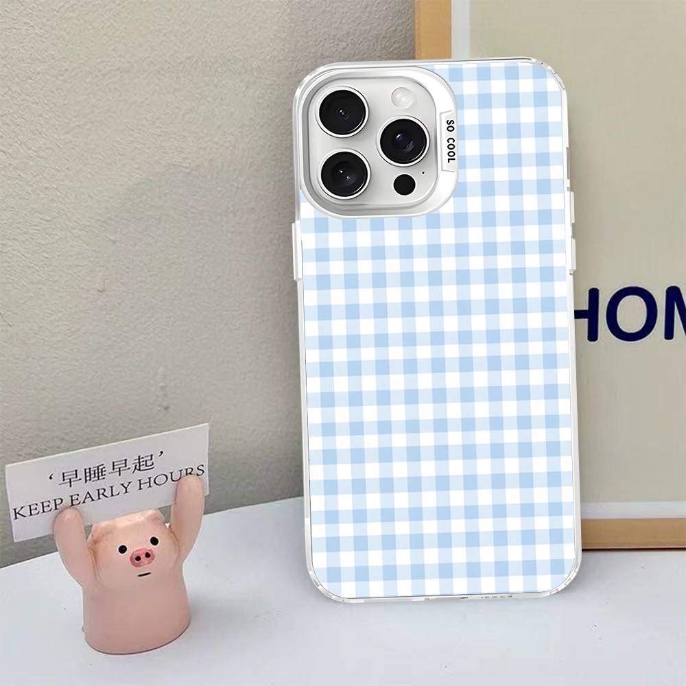Simple Chic Lattice Pattern Phone Case For iPhone 17 16 15 14 13 12 11 Pro MAX Matte Shockproof Back Anti Fall Matte Cover