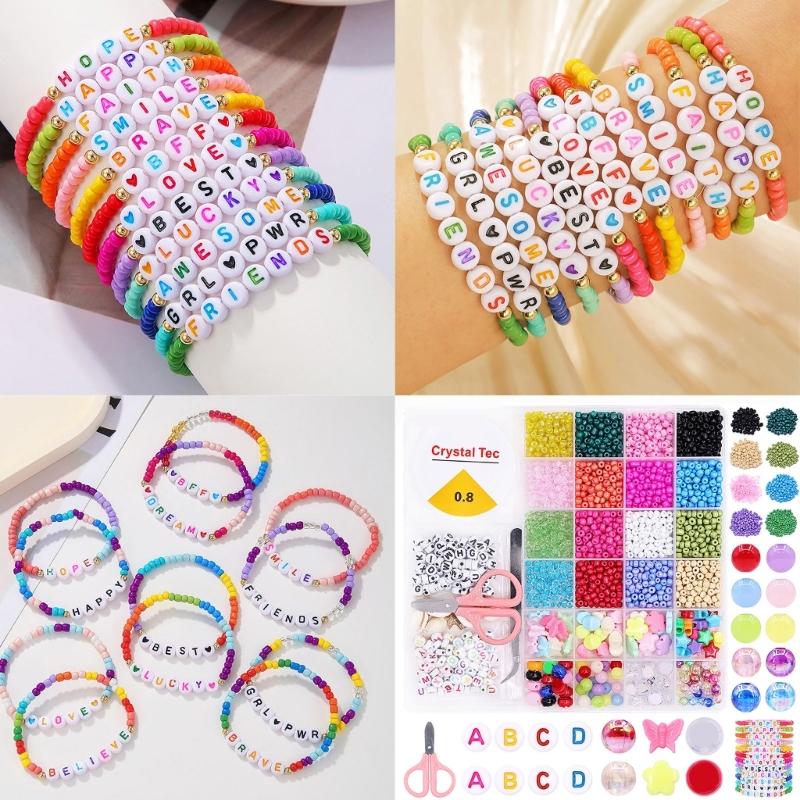 4mm Glass Beads Bracelets Craft Set With Assorted Color Safe Materials for Jewelry Making and Kids Art Projects