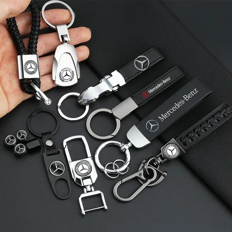 Metal/Leather Car Styling Keychain Key Chain Rings Accessories For Mercedes Benz AMG A B C E S Class GLC GLK GLE GLA CLA GLB CLS