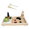 Zenes Garden Set for Desk with Rakes,Sand,Round Base,Miniature Pagoda Figure,Small Bridge Japanese Zenes Sand Garden